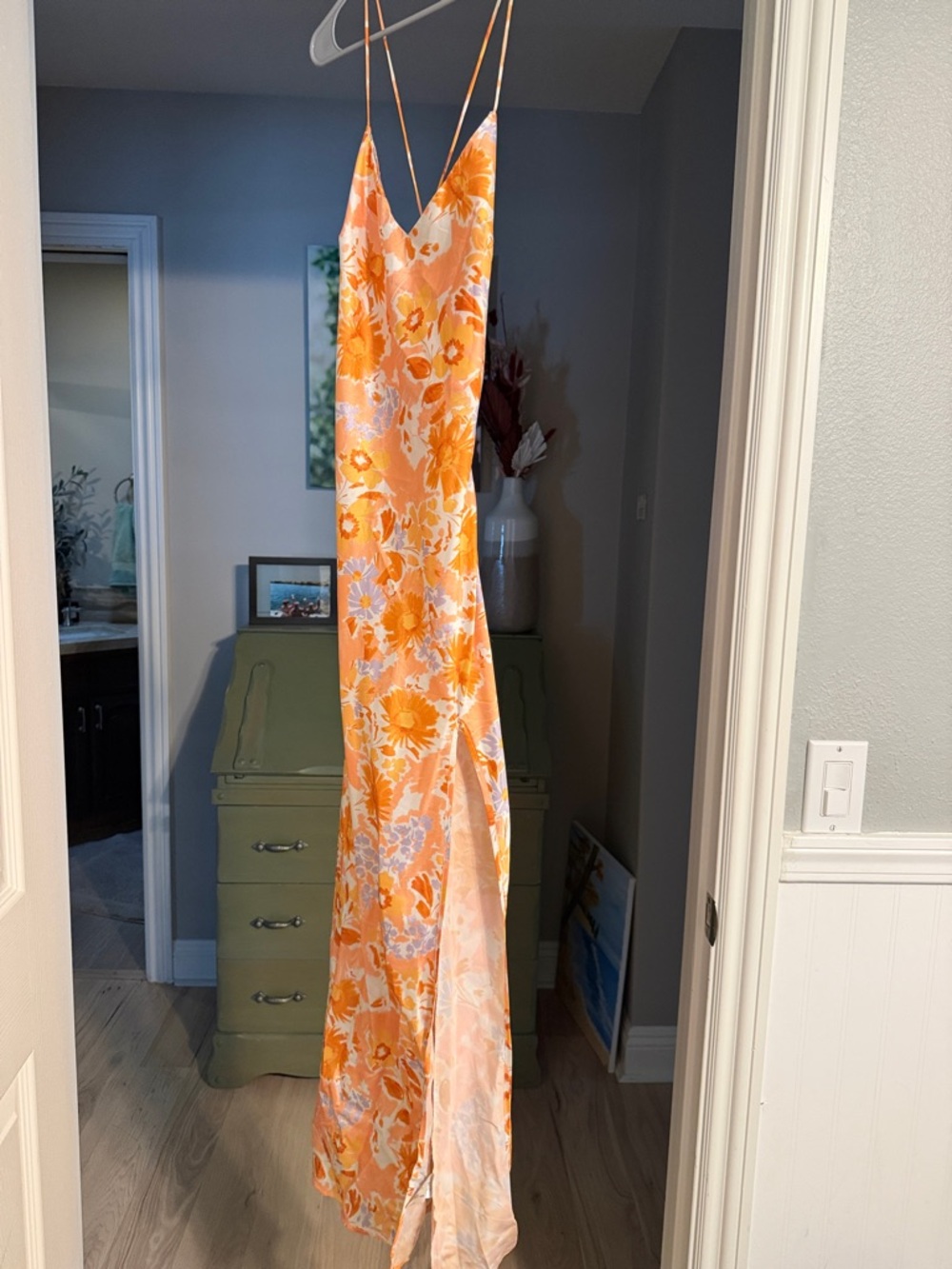 Beginning Boutique Orange Floral Maxi Dress